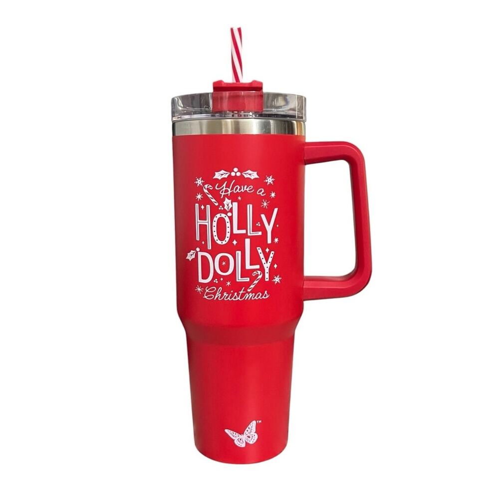NEW Dolly Parton Have a Holly Dolly Christmas 40oz Tumbler Travel Mug Cup
